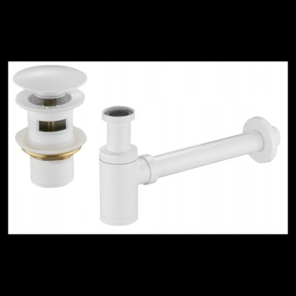 Accesorii Mexen, Sifon pentru sticla chiuveta rotund cu dop click-clack, cu preaplin, alb, 7992050-20