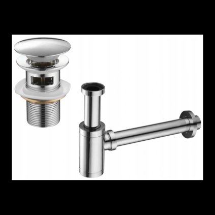 Accesorii Mexen, Sifon pentru sticla lavoar rotund cu dop click-clack, cu preaplin, crom, 7992050-00