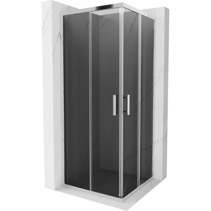 Mexen Rio, duș pătrat cu ușă glisantă 80 (uşă) x 80 (uşă) x 190 cm, sticlă gri 6 mm, profil cromat, 860-080-080-01-40