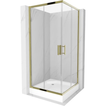 195327 mexen rio stvorcovy sprchovaci kut s posuvnymi dverami 90 dvere x 90 dvere x 190 cm 6mm cire sklo zlaty profil biela sprchova vanicka rio 860 090 090 50 00 4510