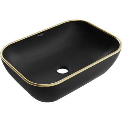Mexen Rita, chiuveta blat 45x32x14 cm, margine negru-aurie mat, 21084575