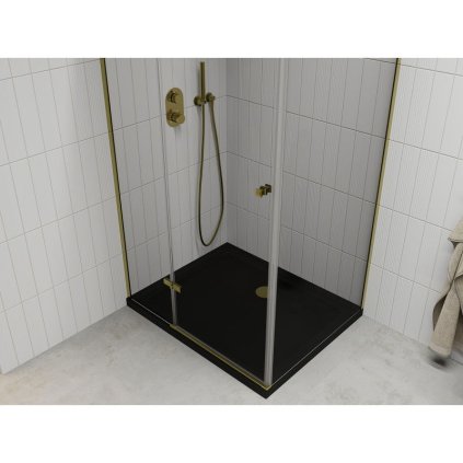 184527 mexen roma sprchovaci kut s 1 kridlovymi dverami 100 dvere x 80 stena cm 6mm cire sklo zlaty profil slim sprchova vanicka 5cm cierna 854 100 080 50 00 4070g