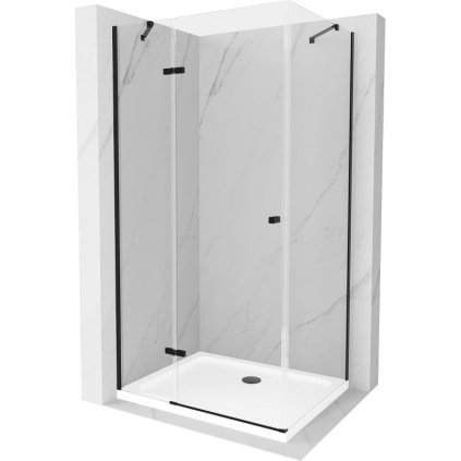 184671 mexen roma sprchovaci kut s 1 kridlovymi dverami 110 dvere x 90 stena cm 6mm cire sklo cierny profil slim sprchova vanicka 5cm biela s ciernym sifonom 854 110 090 70 00 4010b