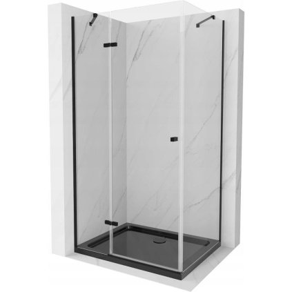 184539 mexen roma sprchovaci kut s 1 kridlovymi dverami 80 dvere x 100 stena cm 6mm cire sklo cierny profil slim sprchova vanicka 5cm cierna s ciernym sifonom 854 080 100 70 00 4070b