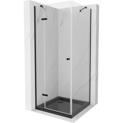 184536 6 mexen roma sprchovaci kut s 1 kridlovymi dverami 80 dvere x 80 stena cm 6mm cire sklo cierny profil slim sprchova vanicka 5cm cierna s ciernym sifonom 854 080 080 70 00 4070b
