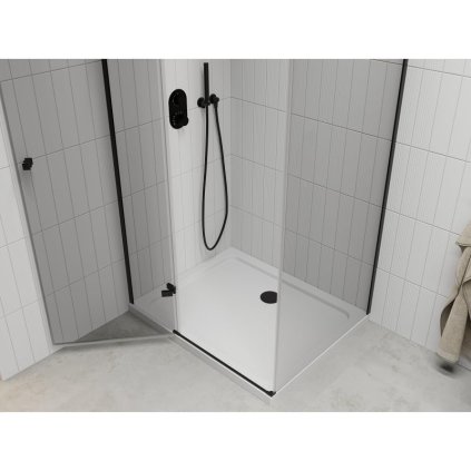 184644 6 mexen roma sprchovaci kut s 1 kridlovymi dverami 90 dvere x 120 stena cm 6mm cire sklo cierny profil slim sprchova vanicka 5cm biela s ciernym sifonom 854 090 120 70 00 4010b