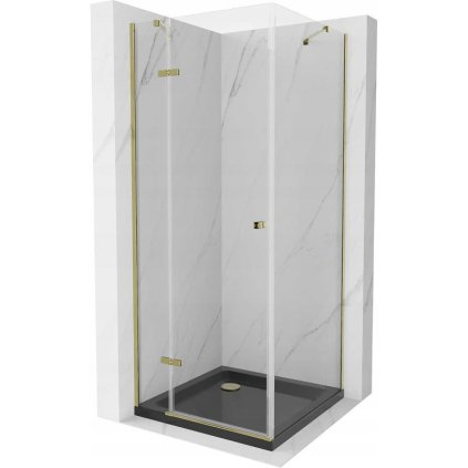 184512 6 mexen roma sprchovy kut s kridlovymi dverami 80 dvere x 80 stena cm 6mm cire sklo zlaty profil slim sprchova vanicka cierna zlaty sifon 854 080 080 50 00 4070g