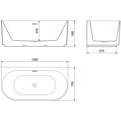 509947 mexen sella volne stojaca vana ku stene drazkovana 150 x 75 cm biela leskla bruseny grafit 52711507500 66
