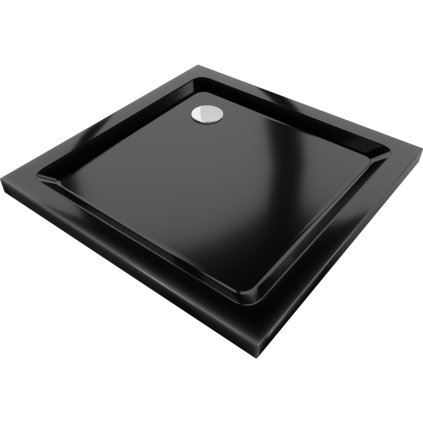 Mexen SLIM - Cadă de duș pătrată 80x80x5cm + sifon crom, negru, 40708080