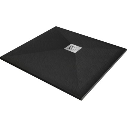 Mexen Stone+, cada pătrată din compozit mineral 90 x 90 cm, negru mat, 44709090