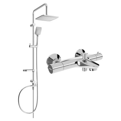 Mexen Sven, set de duș cu duș cu efect de ploaie și robinet termostatic pentru baie NOX, crom, 77350262-00