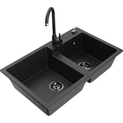 234795 mexen tomas granitovy drez 800x500x190 mm 2 komorovy a cierna bateria telma cierna zlata metaliza 6516 75 670200 70 b