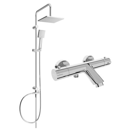 Mexen Tord, set de duș cu duș cu efect de ploaie și robinet termostatic pentru baie KAI, crom, 77300200-00