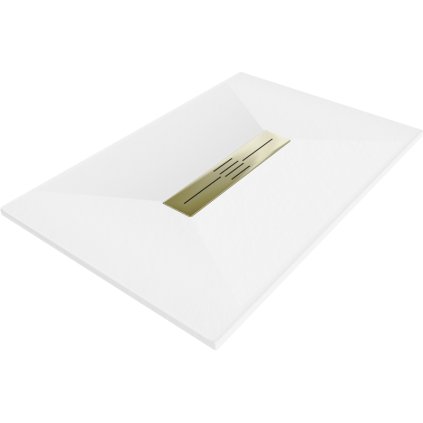 Mexen Toro, cadă de duș dreptunghiulară SMC 110 x 80 cm, alb, capac auriu, 43108011-G