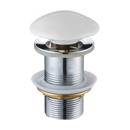 Dop de scurgere rotund pentru chiuveta Mexen tip ClickClack, fara preaplin, ceramica alba mat, 79910-01