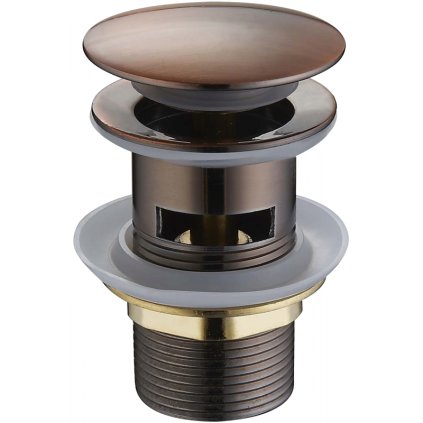 Sifon rotund pentru chiuvetă cu închidere Mexen, ClickClack, dop mare, cu preaplin, bronz roșu, 79920-45