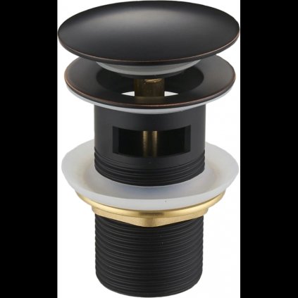 Sifon rotund pentru chiuveta Mexen care se poate inchide, ClickClack, dop mare, cu preaplin, Retro negru, 79920-79