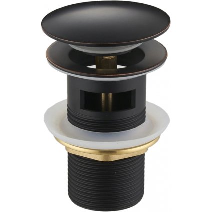 Sifon rotund pentru chiuveta Mexen care se poate inchide, ClickClack, dop mare, cu preaplin, Retro negru, 79920-79