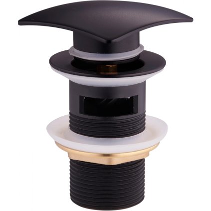 Pătrat de scurgere lavoar închidebil Mexen, ClickClack, dop mare, cu preaplin, negru mat, 79926-70