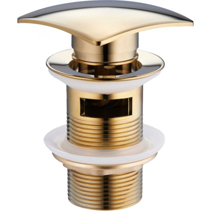 Sifon Mexen care se poate inchide, patrat, ClickClack, dop mare, cu preaplin, auriu lucios, 79926-50