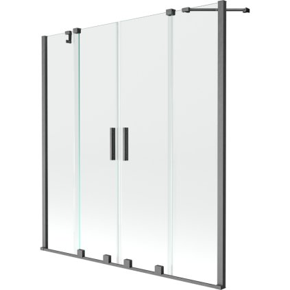 Mexen Velar Duo, paravan de baie glisant cu 2 aripi 140 x 150 cm, sticlă transparentă de 8 mm, profil grafit mat, 896-140-000-02-66