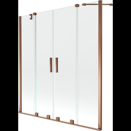Mexen Velar Duo, paravan de baie glisant cu 2 aripi 140 x 150 cm, sticlă transparentă de 8 mm, profil auriu roz, 896-140-000-02-60