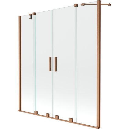 Mexen Velar Duo, paravan de baie glisant cu 2 aripi 150 x 150 cm, sticlă transparentă de 8 mm, profil cupru mat, 896-150-000-02-65