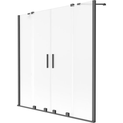 Mexen Velar Duo, paravan de baie glisant cu 2 aripi 150 x 150 cm, sticlă mată de 8 mm, grafit lustruit, 896-150-000-32-95