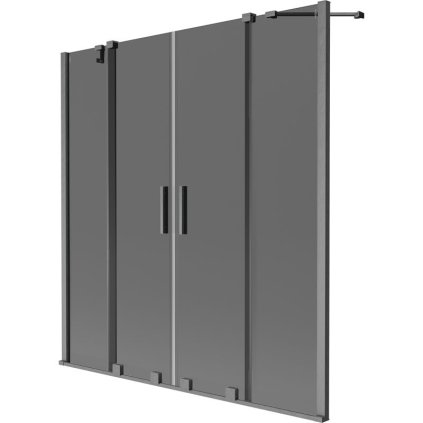 Mexen Velar Duo, paravan de baie glisant cu 2 aripi 160 x 150 cm, sticlă gri 8 mm, grafit lustruit, 896-160-000-42-66