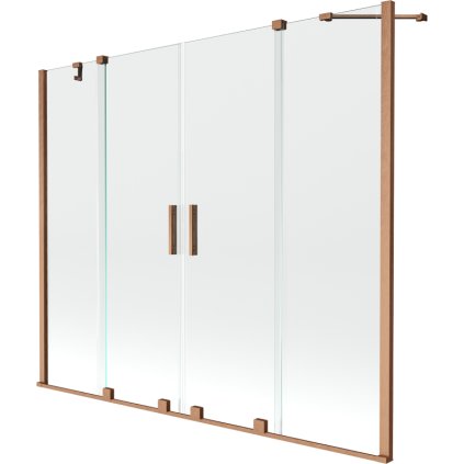 Mexen Velar Duo, paravan de baie glisant cu 2 aripi 170 x 150 cm, sticlă transparentă de 8 mm, profil cupru mat, 896-170-000-02-65