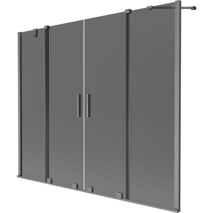 Mexen Velar Duo, paravan de baie glisant cu 2 aripi 170 x 150 cm, sticlă gri 8 mm, grafit lustruit, 896-170-000-42-66