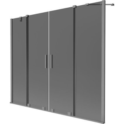 Mexen Velar Duo, paravan de baie glisant cu 2 aripi 170 x 150 cm, sticlă gri 8 mm, grafit mat, 896-170-000-42-95