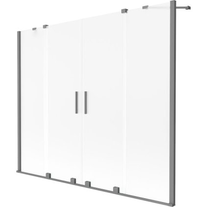 Mexen Velar Duo, paravan de baie glisant cu 2 aripi 180 x 150 cm, sticlă mată de 8 mm, grafit lustruit, 896-180-000-32-95