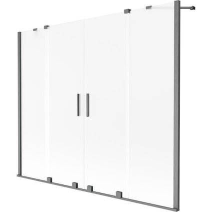 Mexen Velar Duo, paravan de baie glisant cu 2 aripi 180 x 150 cm, sticlă mată de 8 mm, grafit periat, 896-180-000-32-66