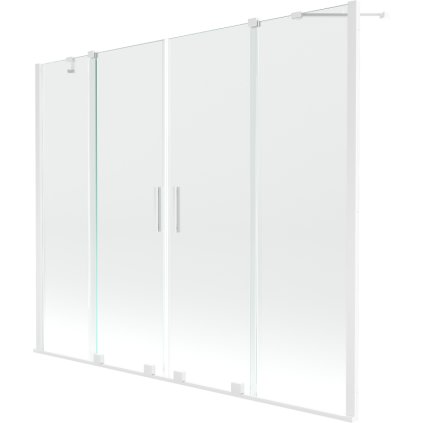 Mexen Velar Duo, paravan de baie glisant cu 2 aripi 200 x 150 cm, sticlă transparentă de 8 mm, profil alb, 896-200-000-02-20