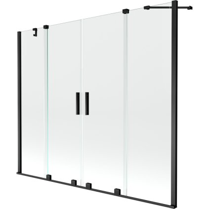 Mexen Velar Duo, paravan de baie glisant cu 2 aripi 200 x 150 cm, sticlă transparentă de 8 mm, profil negru mat, 896-200-000-02-70