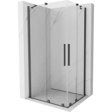 Mexen Velar Duo, cabină de duș cu ușă glisantă 100 (uşă) x 90 (uşă) cm, sticlă transparentă de 8 mm, profil grafit, 871-100-090-02-66