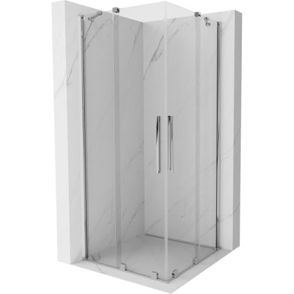 Mexen Velar Duo, cabină de duș cu uşă glisantă 80 (uşă) x 80 (uşă) cm, sticlă transparentă de 8 mm, profil cromat, 871-080-080-02-01