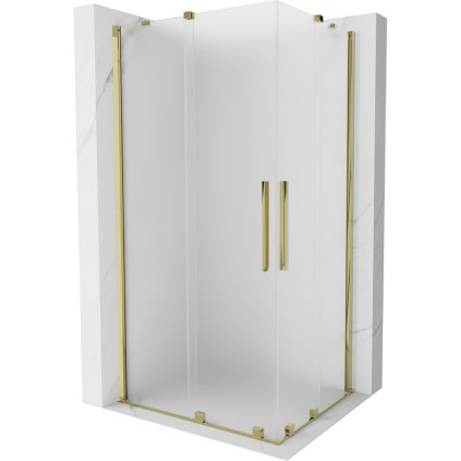 Mexen Velar Duo, cabină de duș cu ușă glisantă 90 x 80 cm, sticlă mată 8 mm, auriu lucios, 871-090-080-32-50