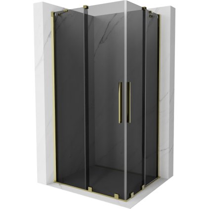 Mexen Velar Duo, cabină de duș cu ușă glisantă 90 x 80 cm, sticlă gri 8 mm, auriu lucios, 871-090-080-42-50