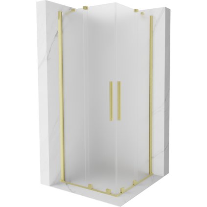 497135 3 mexen velar duo sprchovy kut s posuvnymi dverami 90 x 90 cm 8mm sklo namraza zlata matna 871 090 090 32 55
