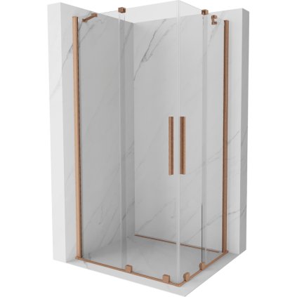 Mexen Velar Duo, cabină de duș cu uşă glisantă 90(uşă) x 80(uşă) cm, sticlă transparentă de 8 mm, profil cupru mat, 871-090-080-02-65
