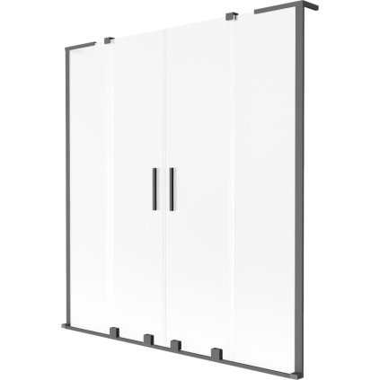 Mexen Velar L Duo, paravan de baie glisant cu 2 aripi 150 x 150 cm, sticlă mată 8 mm, grafit, 896-150-003-32-95