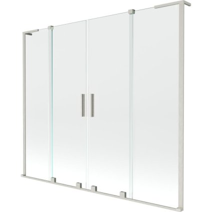 Mexen Velar L Duo, paravan de baie glisant cu 2 aripi 200 x 150 cm, sticlă transparentă de 8 mm, oțel periat, 896-200-003-02-97