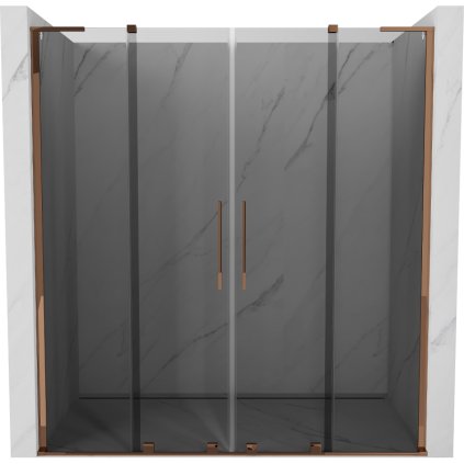 Mexen Velar L Duo, usa de dus culisanta pentru deschidere 200 cm, sticla gri 8 mm, aur roz, 871-200-003-42-60