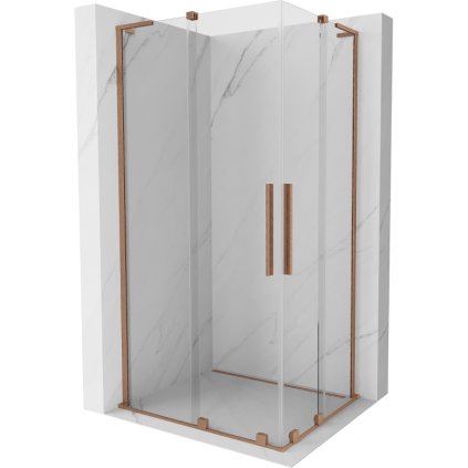 Mexen Velar L Duo, cabină de duș cu ușă glisantă 100 x 90 cm, sticlă transparentă de 8 mm, cupru mat, 871-100-090-02-03-65