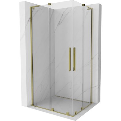 Mexen Velar L Duo, cabină de duș cu ușă glisantă 90 x 80 cm, sticlă transparentă de 8 mm, auriu lucios, 871-090-080-02-03-50