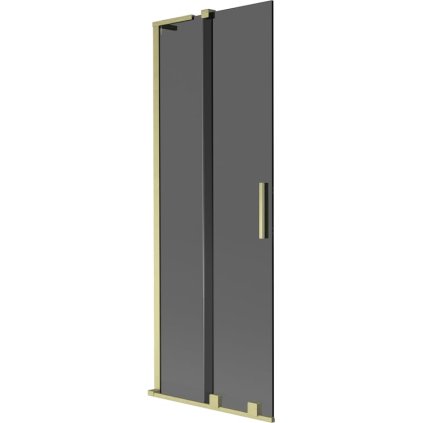 Mexen Velar L, paravan de baie glisant cu 2 aripi 75 x 150 cm, sticlă gri 8 mm, auriu mat, 896-075-003-41-55