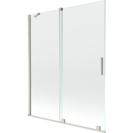 Mexen Velar, paravan de baie glisant cu 2 aripi 140 x 150 cm, sticlă transparentă de 8 mm, oțel periat, 896-140-000-01-97