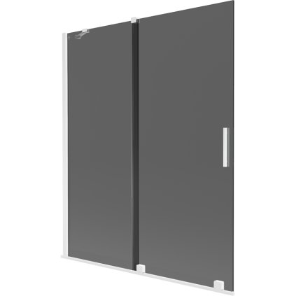 Mexen Velar, paravan de baie glisant cu 2 aripi 140 x 150 cm, sticlă gri 8 mm, alb mat, 896-140-000-41-20